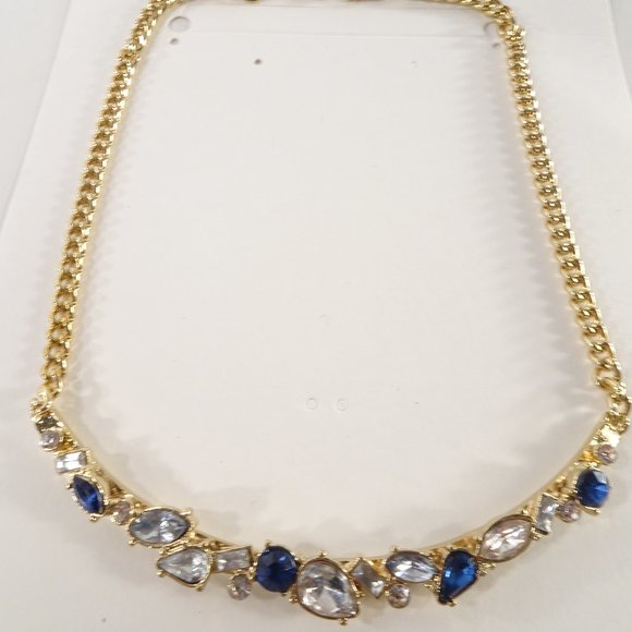 Banana Republic Midnight Gemstone Gold Link Short Necklace NWT 48 - Picture 7 of 8